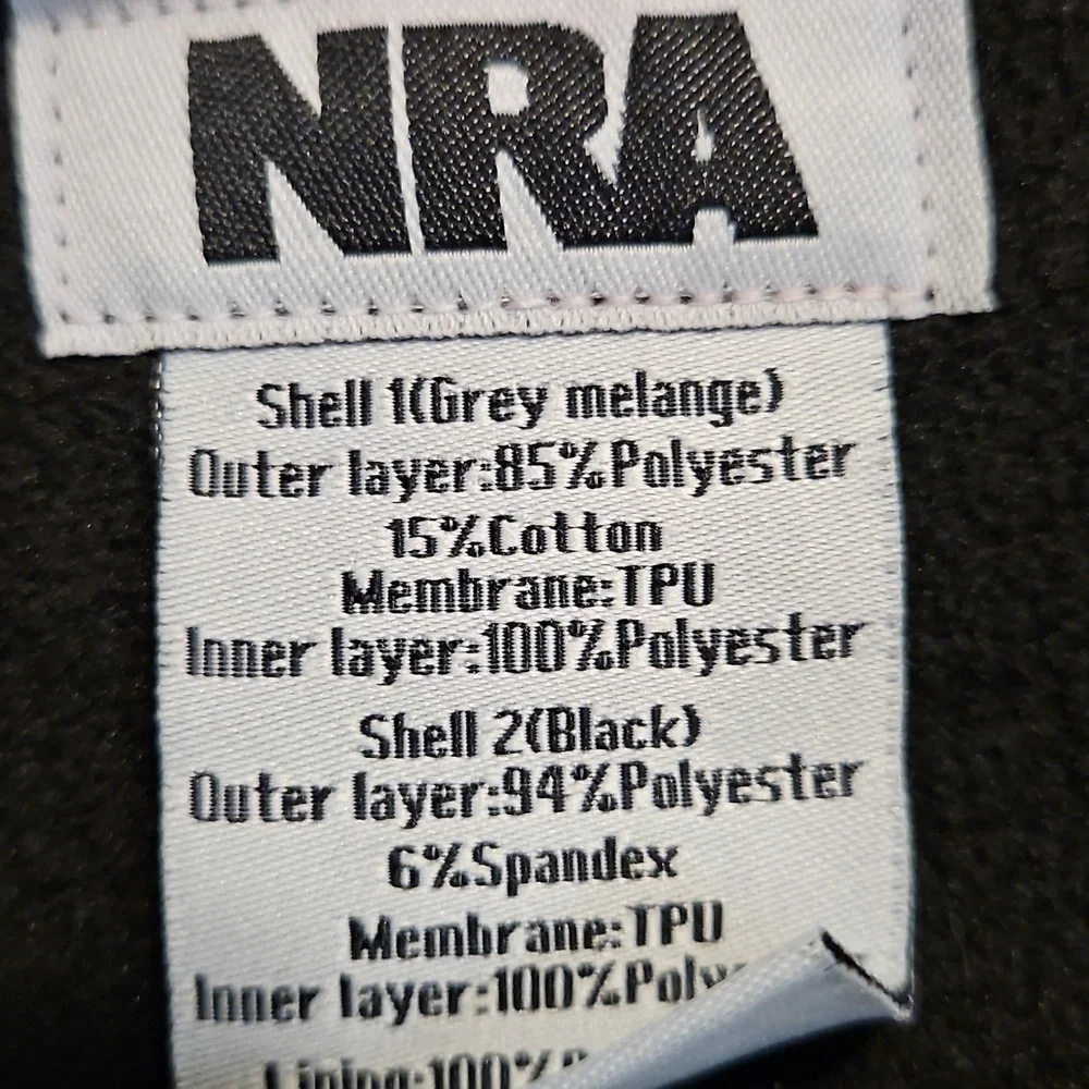 NRA Black & Gray Full Zip Jacket, Size XL
